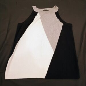Vila Milano Colorblock Halter Neck Sweater Top Womens M Black White Grey Knit